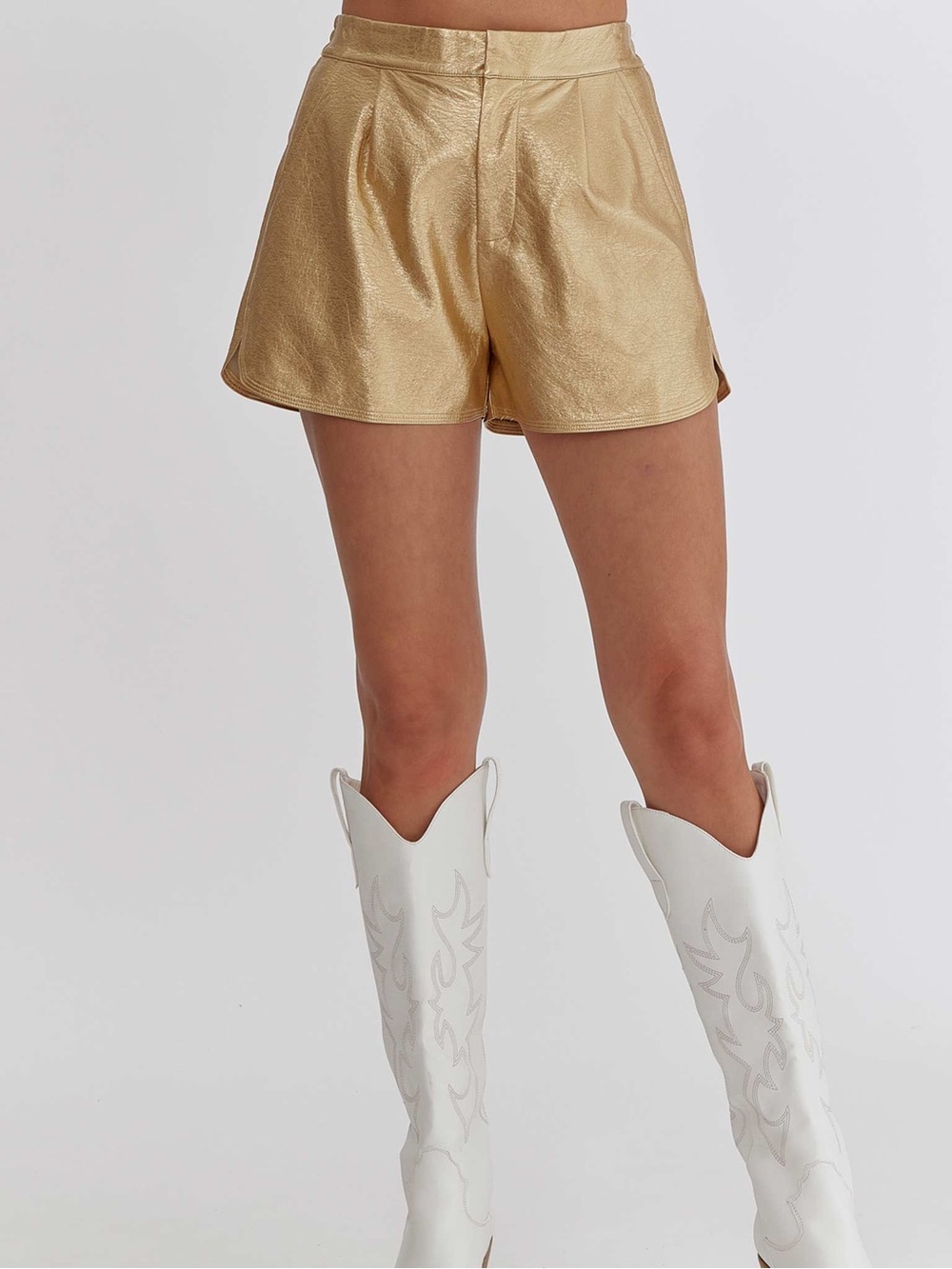 entro Metallic Gold High-Waist Shorts